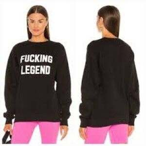NEW LEGEND “F*ing Legend” Crewneck Sweatshirt Black White Lettering Fleece